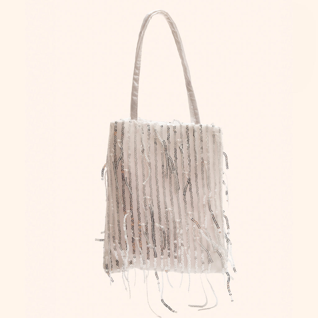 Sophia in White Sequin Tassels