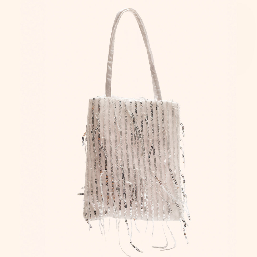 Sophia in White Sequin Tassels